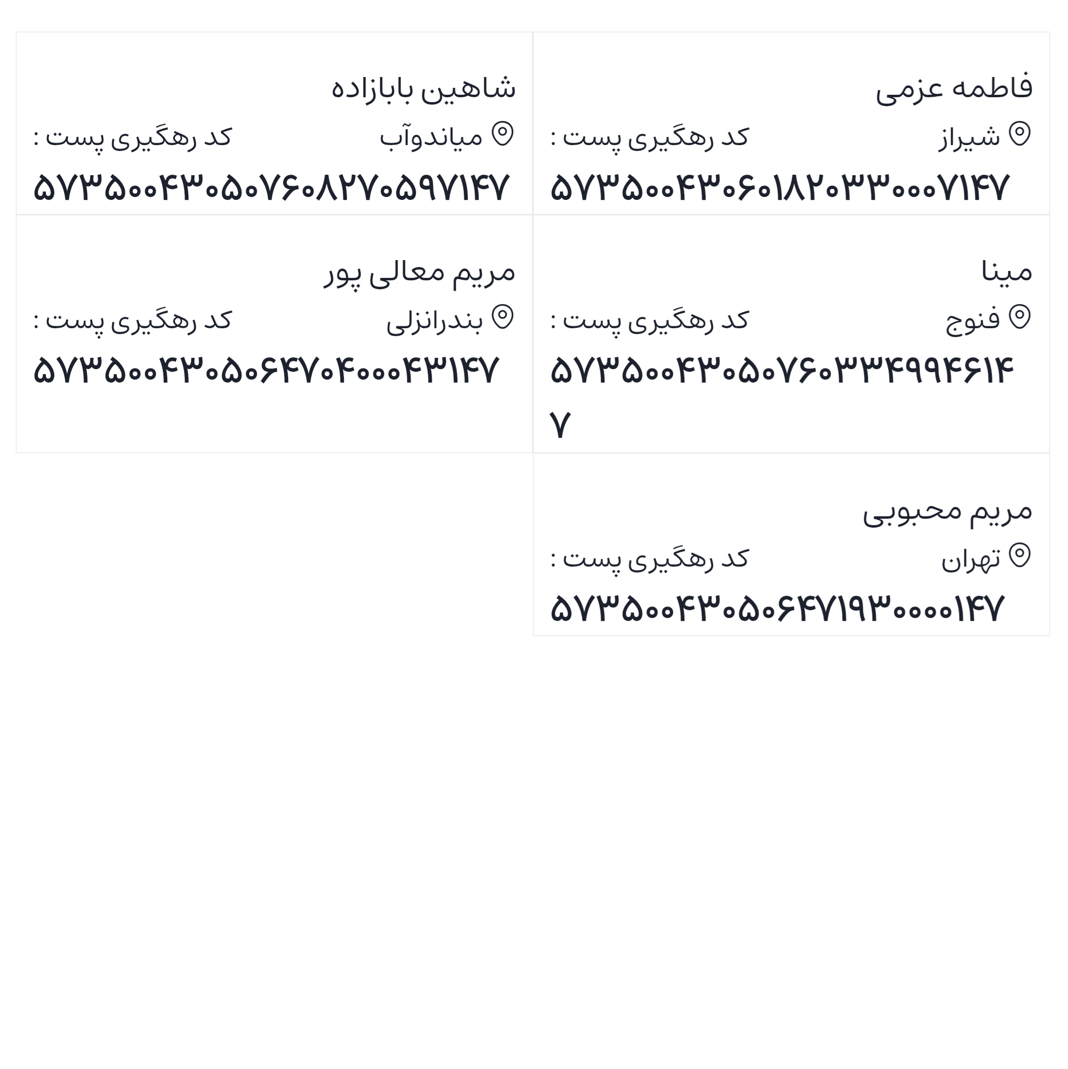 ارسالی های 1404/10/30